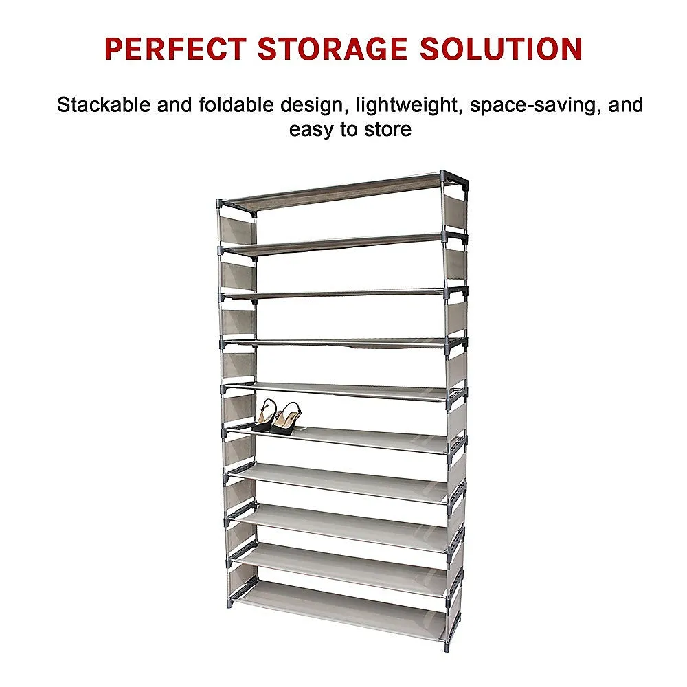 10 Tiers Stackable Shoe Rack, Lightweight Foldable, 50 Pair