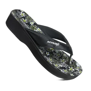 Aerosoft - Anette A0815 Floral Summer Vacation Essentials Arch Support Flip Flops For Women