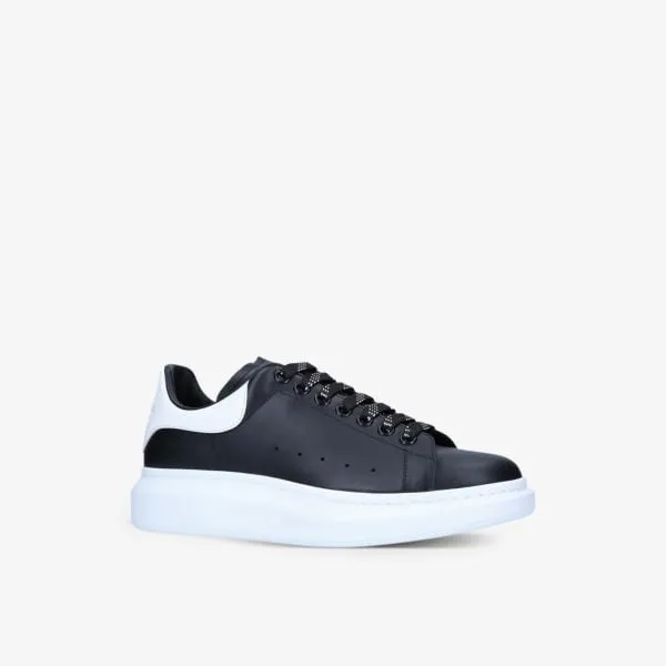 Alexander Mcqueen Mid Rise Leather Show Sneakers, Black