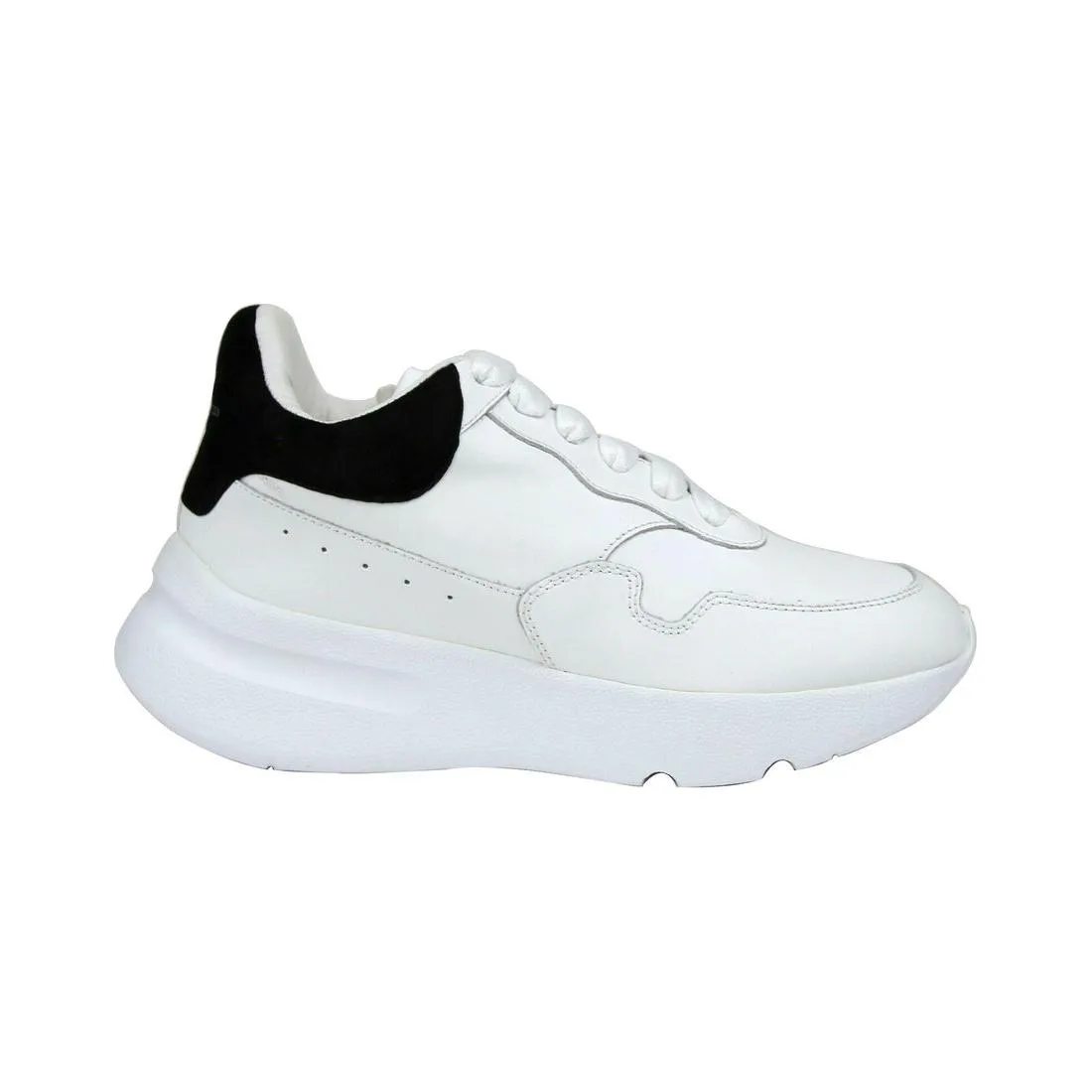 Alexander McQueen Women White Leather Suede Sneaker