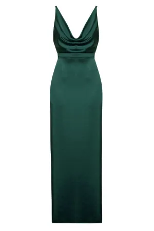 AMILA DEEP GREEN BACKLESS MAXI DRESS