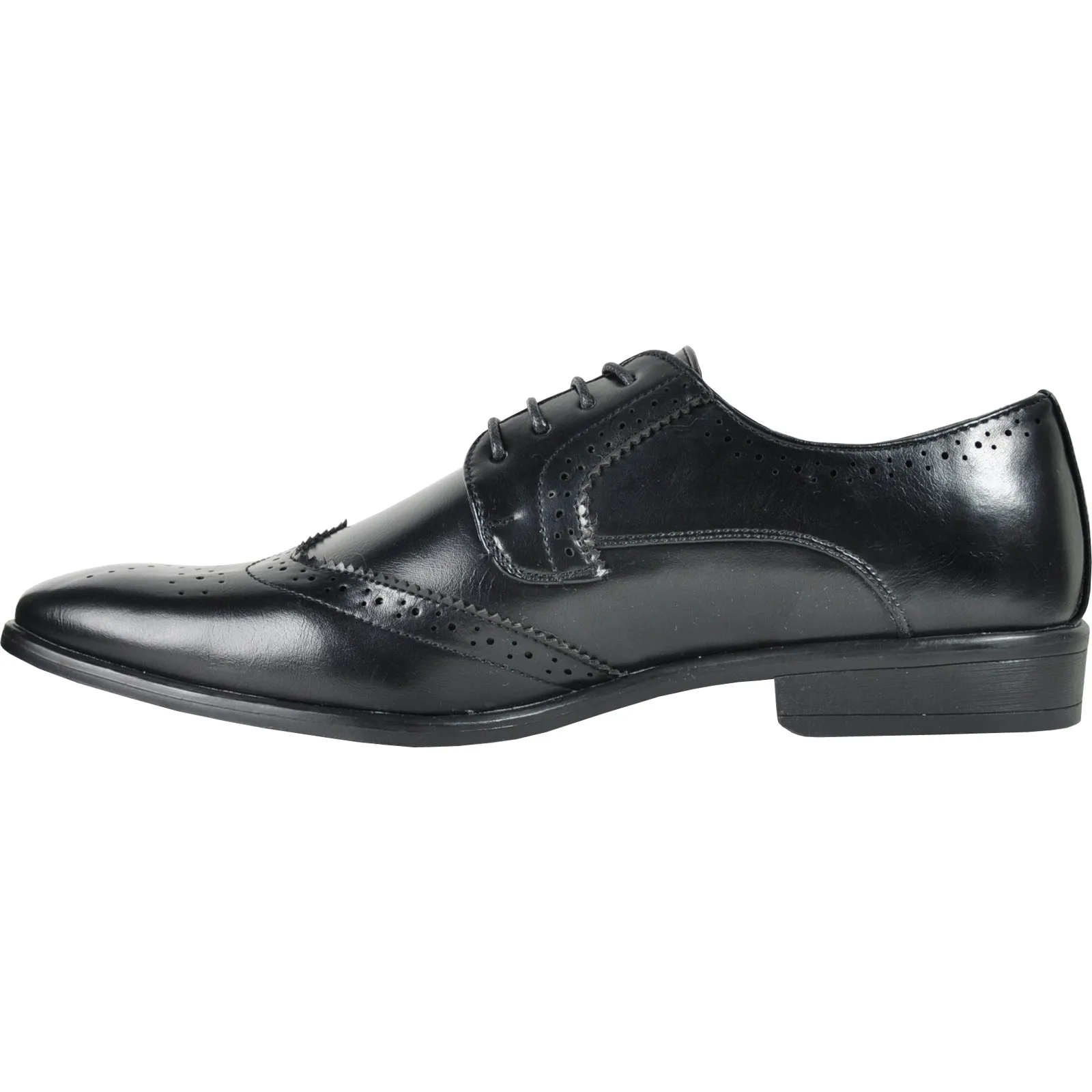 BRAVO Men Dress Shoe KING-2 Wingtip Oxford Shoe Black