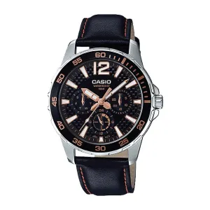 Casio Men's Marine Sports Diver Look Black Leather Strap Watch MTD330L-1A3 MTD-330L-1A3