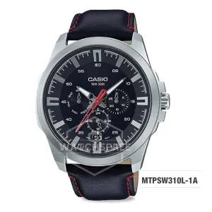 Casio Men's Standard Analog Black Leather Strap Watch MTPSW310L-1A MTP-SW310L-1A