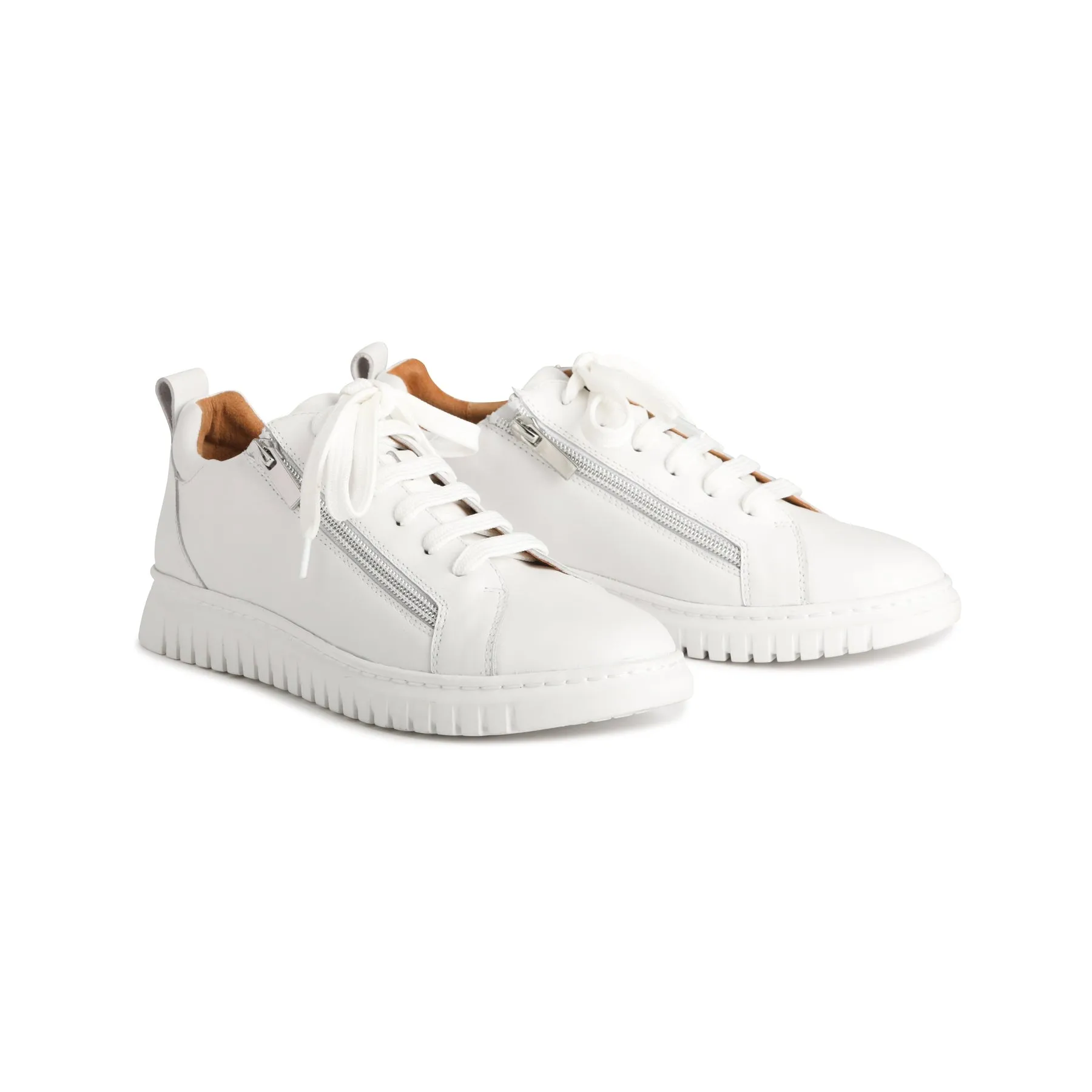 CLARAH DOUBLE ZIPPER SNEAKER LEATHER