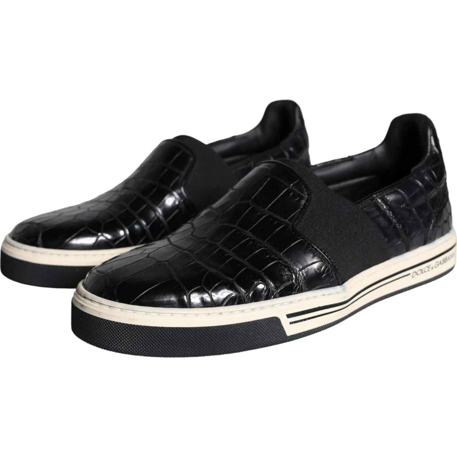 Dolce & Gabbana Black Leather Loafers Slippers Casual Shoes