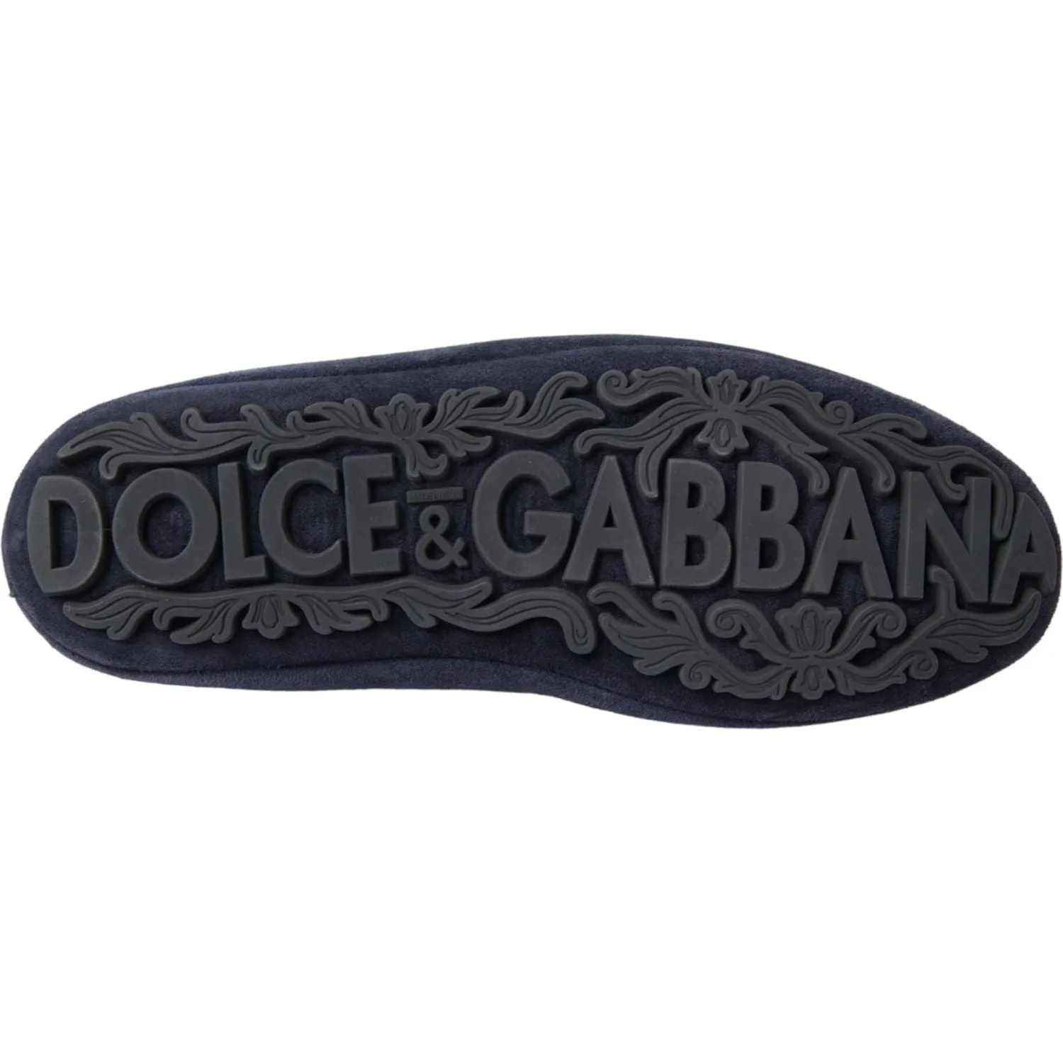 Dolce & Gabbana Blue Leather Suede Crystal Crown Loafers Shoes