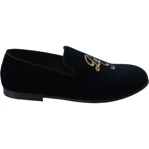 Dolce & Gabbana Elegant Blue Embroidered Loafers