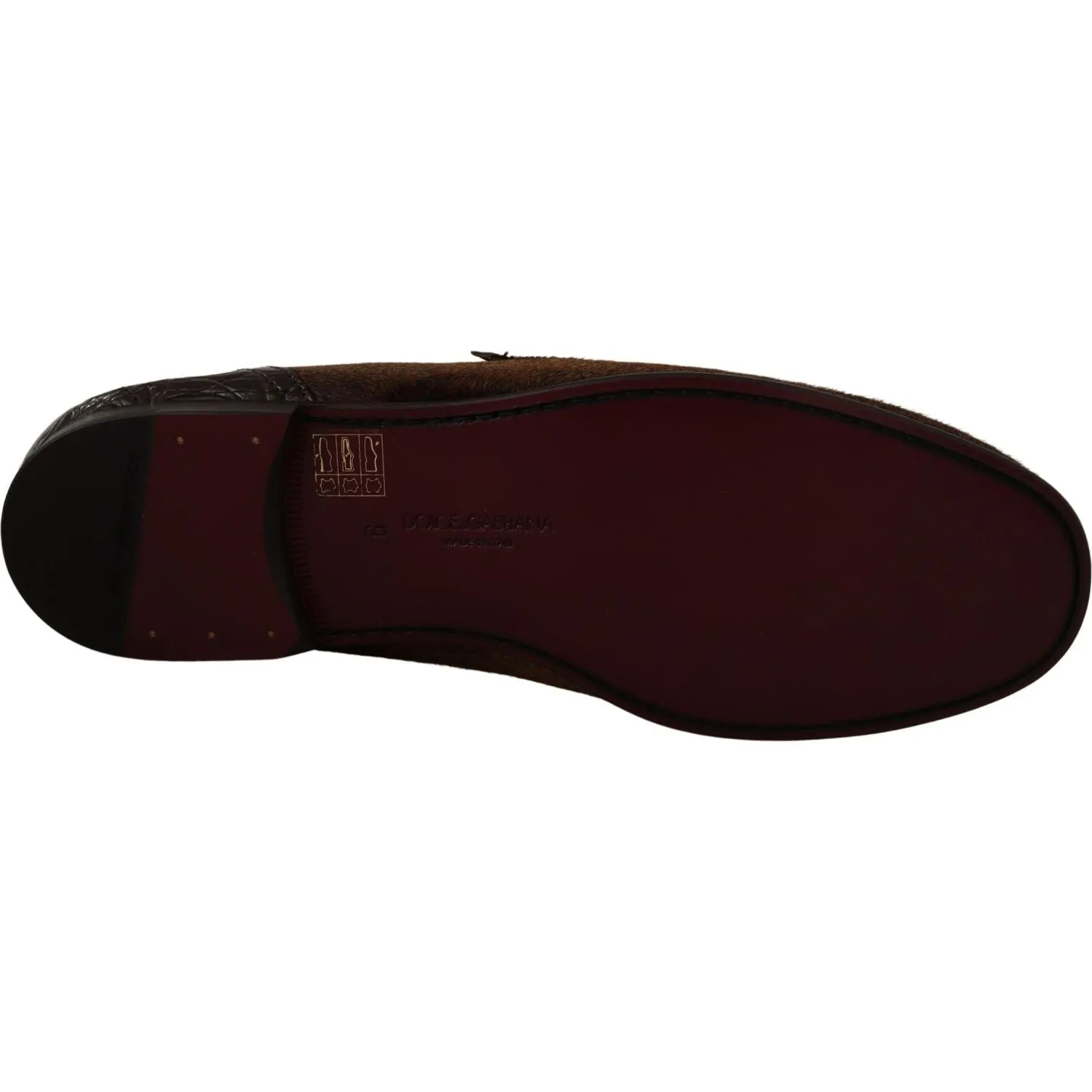 Dolce & Gabbana Elegant Brown Caiman Leather Loafers