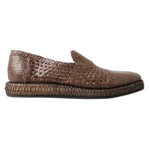 Dolce & Gabbana Elegant Leather Slipper Loafers in Brown