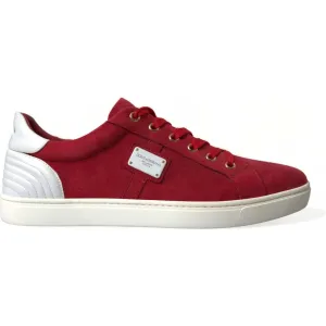 Dolce & Gabbana Elegant Red & White Low Top Sneakers