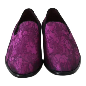 Dolce & Gabbana Elegant Silk-Wool Blend Loafers in Purple