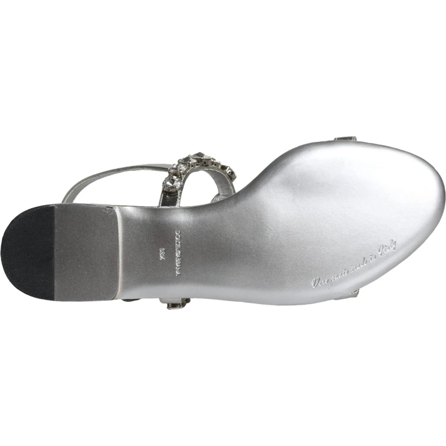 Dolce & Gabbana Silver Crystal Sandals Flats Flip Flops Shoes