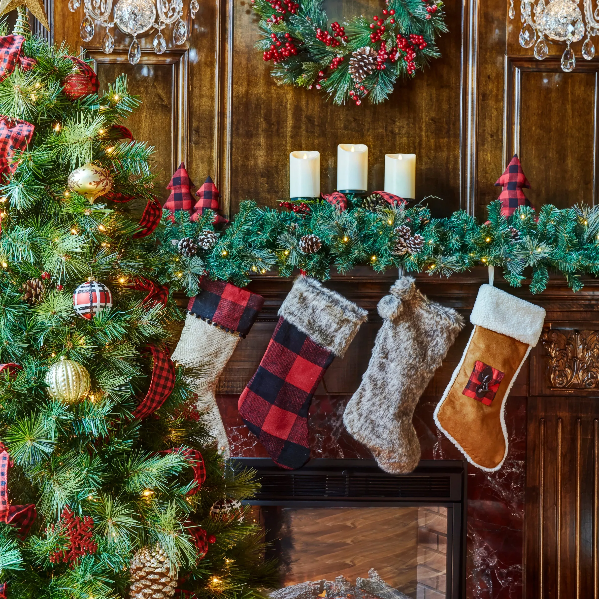 Luxe Faux Fur Stocking with Fur Pom-Poms