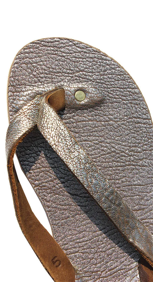 Metallic Lambskin Flip Flops