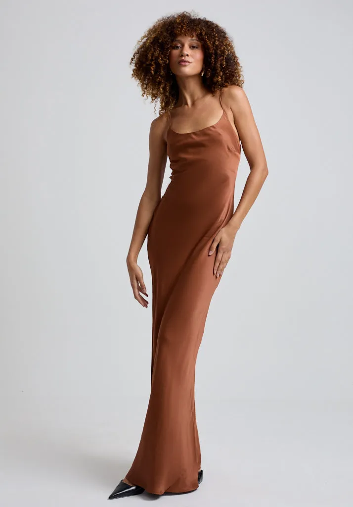 Roxy Spaghetti Strap Maxi Dress In Brown