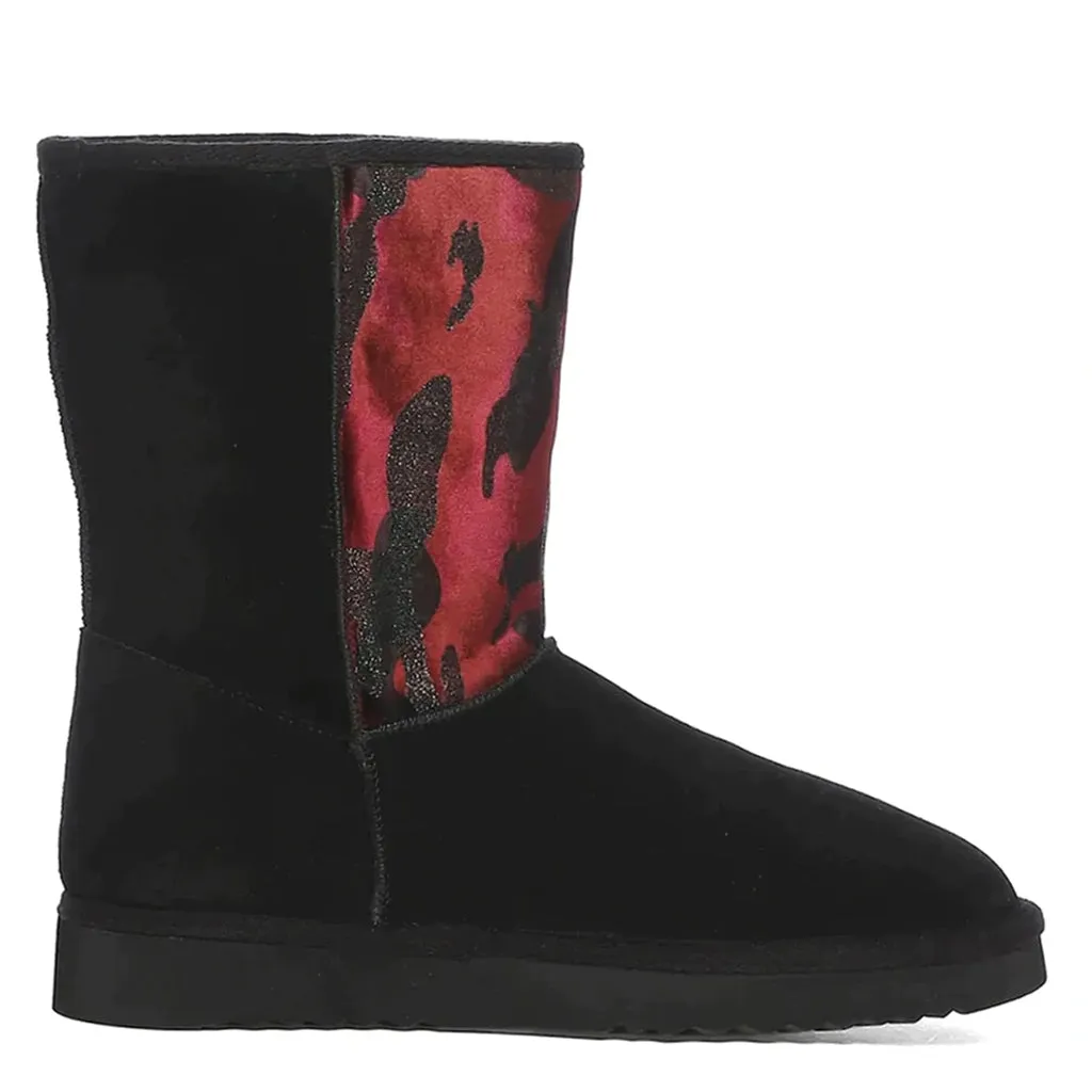 Saint Flora Burgundy Camo Fabric Snug Boots