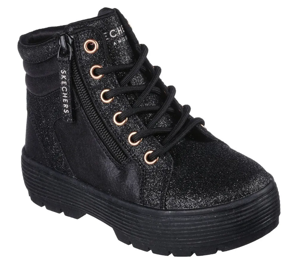 Skechers Big Girls Elevated - City Shine Zip Black / Rose Gold