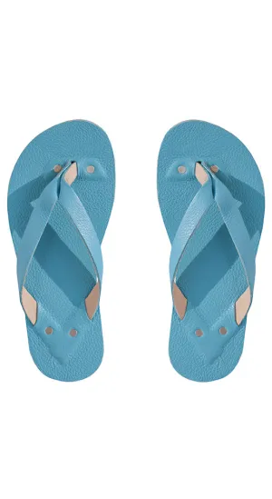 T. Blue Leather Flip Flops