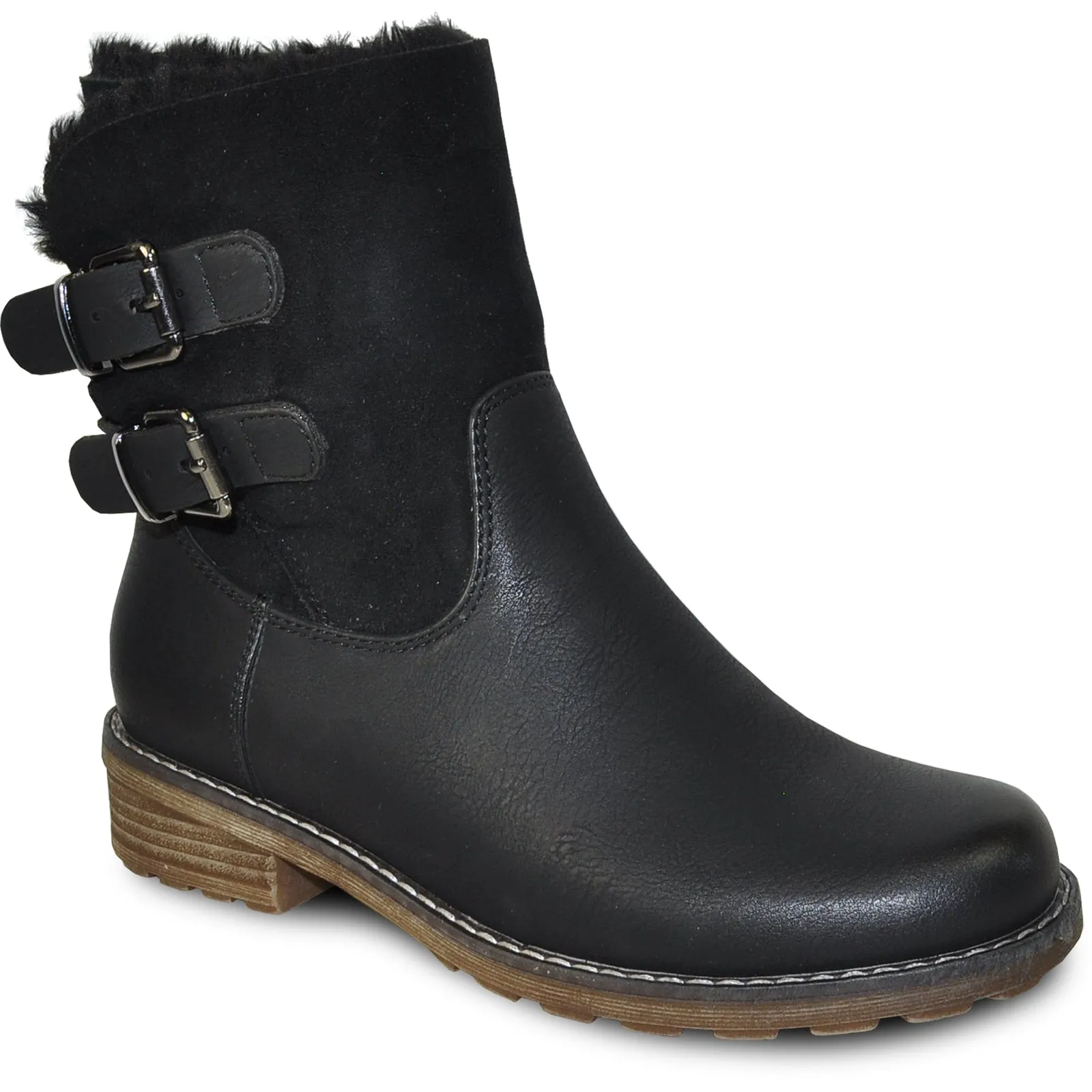 VANGELO Women Water Proof Boot HF9537 Ankle Winter Fur Casual Boot Black